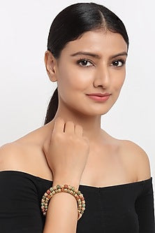 Gold Finish Multi-Colored Kundan Polki Openable Bangle