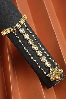 Gold Finish Kundan Polki Hand Harness