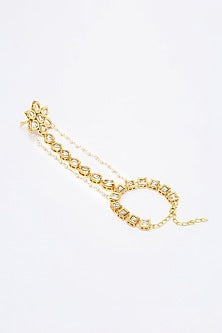 Gold Finish Kundan Polki Hand Harness