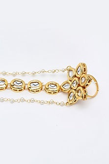 Gold Finish Kundan Polki Hand Harness