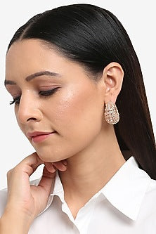 Rose Gold Finish Zircon & Diamond Hoop Earrings