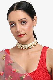 Gold Finish Kundan Polki Choker Necklace