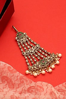 Gold Finish Kundan Polki & Emerald Stone Pasa
