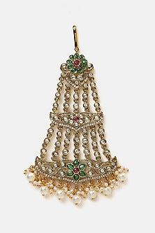 Gold Finish Kundan Polki & Emerald Stone Pasa