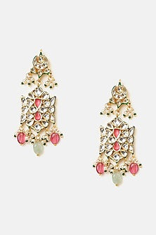 Gold Finish Kundan Polki & Multi-Colored Stone Choker Necklace Set