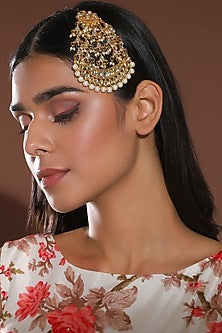 Gold Finish Kundan Polki & Beaded Pasa