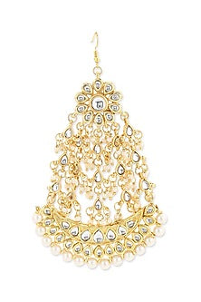 Gold Finish Kundan Polki & Beaded Pasa