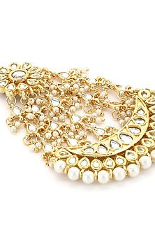 Gold Finish Kundan Polki & Beaded Pasa