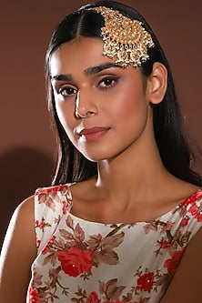 Gold Finish Kundan Polki & Beaded Pasa