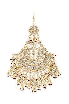 Gold Finish Kundan Polki & Beaded Pasa