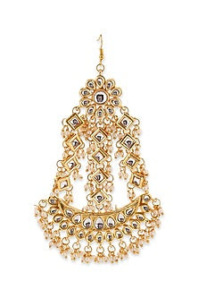 Gold Finish Kundan Polki & Beaded Pasa
