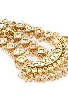 Gold Finish Kundan Polki & Beaded Pasa