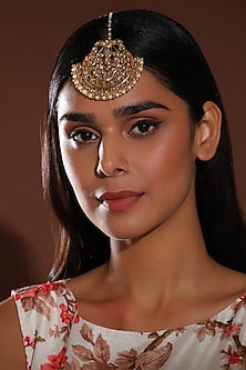 Gold Finish Kundan Polki Maangtikka