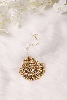 Gold Finish Kundan Polki Maangtikka
