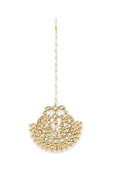 Gold Finish Kundan Polki Maangtikka