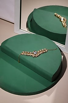 Gold Finish Kundan Polki Bracelet