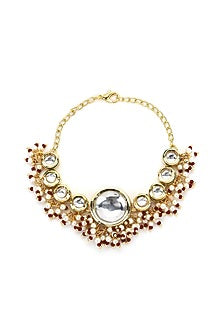 Gold Finish Kundan Polki Bracelet