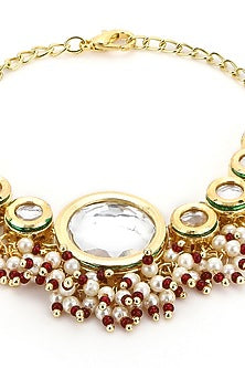 Gold Finish Kundan Polki Bracelet