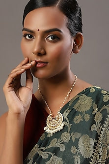 Gold Finish Kundan Polki Long Necklace