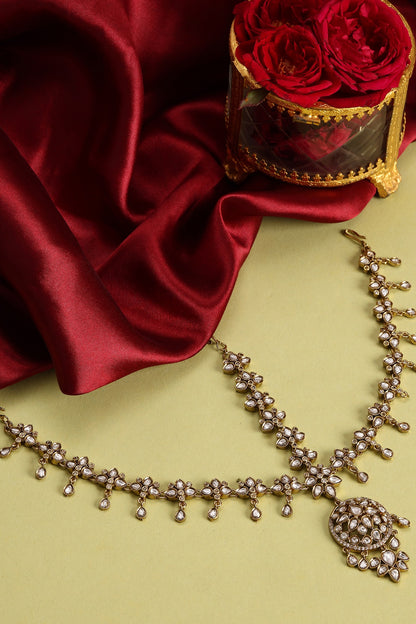Gold Finish Kundan Polki Mathapatti