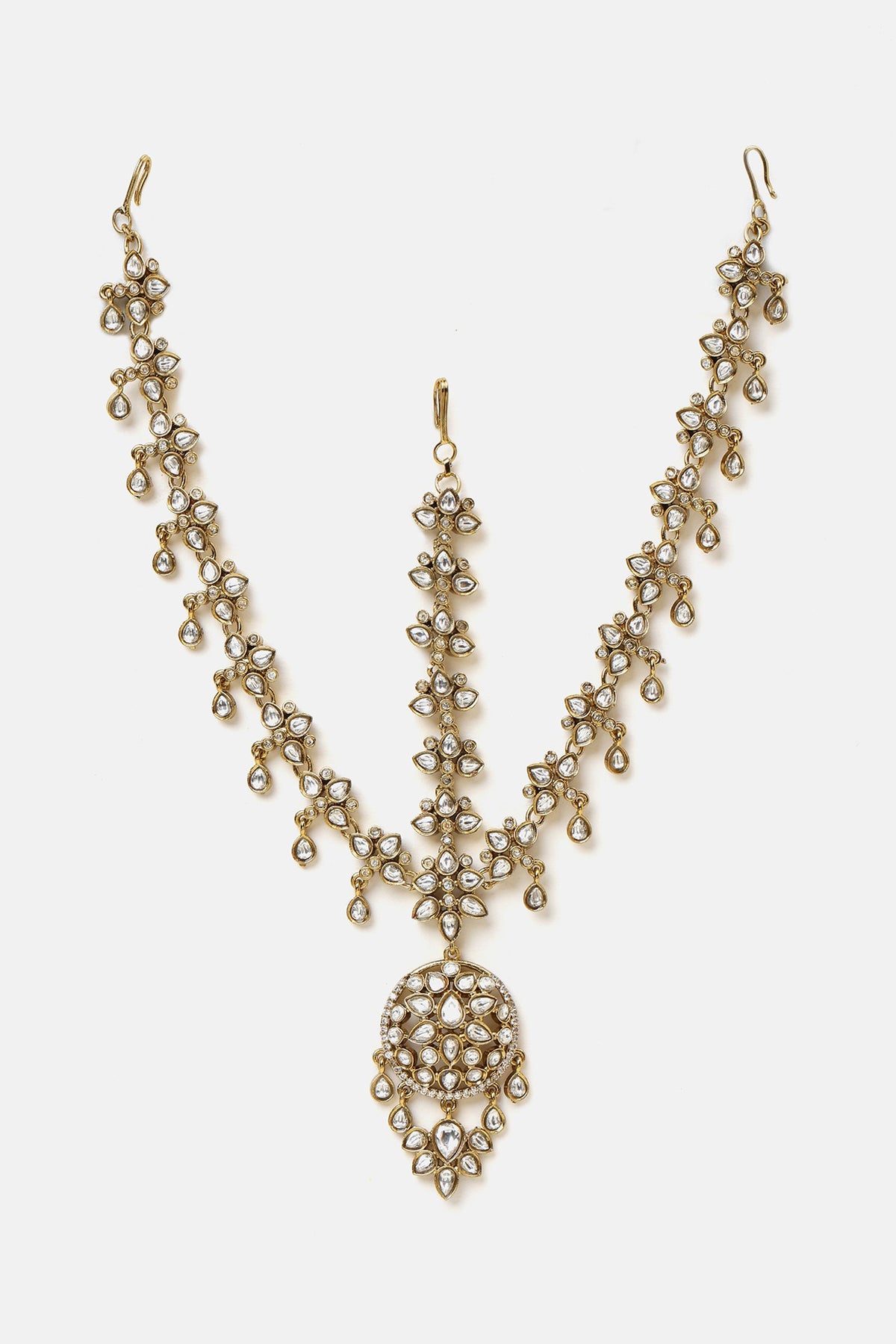 Gold Finish Kundan Polki Mathapatti