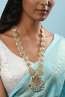 Gold Finish Kundan Polki Long Necklace