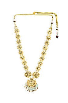 Gold Finish Kundan Polki Long Necklace