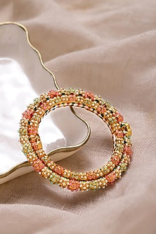 Gold Finish Multi-Colored Pearl Meenakari Beaded Bangle