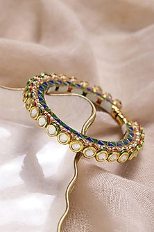 Gold Finish Kundan Polki Meenakari Bangle