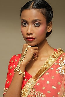 Gold Finish Kundan Polki Hand Harness