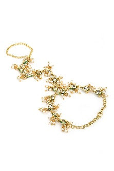 Gold Finish Kundan Polki Hand Harness