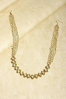 Gold Finish Kundan Polki & Pearl Hairband