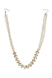 Gold Finish Kundan Polki & Pearl Hairband