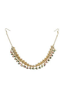 Gold Finish Kundan Polki Beaded Hairband