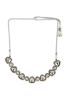Black Rhodium Finish Kundan Polki Choker Necklace