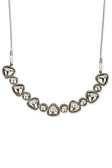 Black Rhodium Finish Kundan Polki Choker Necklace