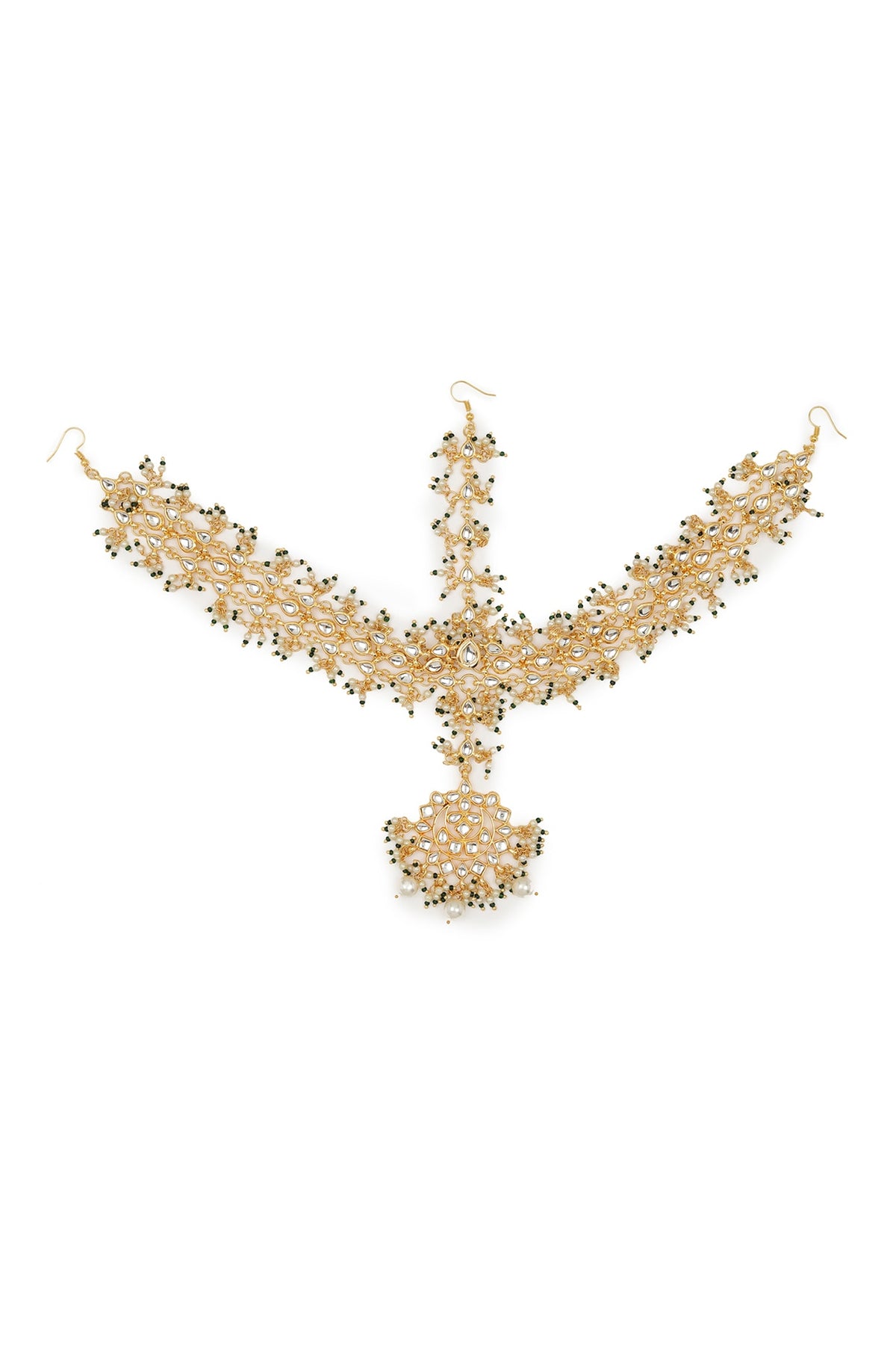 Gold Finish Kundan Polki & Pearl Mathapatti