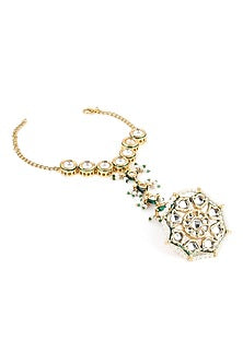 Gold Finish Kundan Polki & Synthetic Stone Link Bracelet