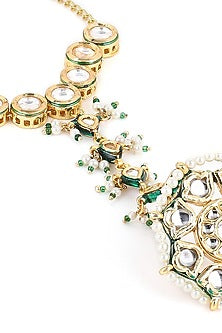 Gold Finish Kundan Polki & Synthetic Stone Link Bracelet