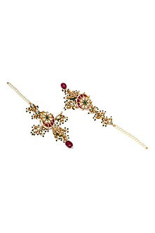 Gold Finish Kundan Polki & Pearl Long Necklace Set