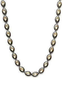 Black Rhodium Finish Kundan Polki Long Necklace