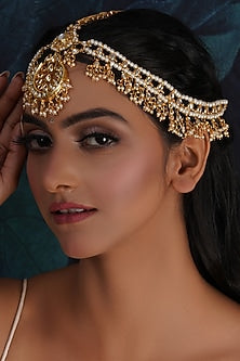 Gold Finish Kundan Polki Mathapatti