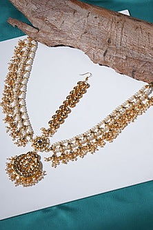 Gold Finish Kundan Polki Mathapatti