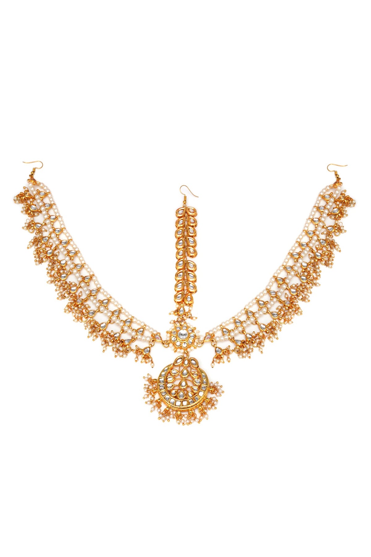Gold Finish Kundan Polki Mathapatti