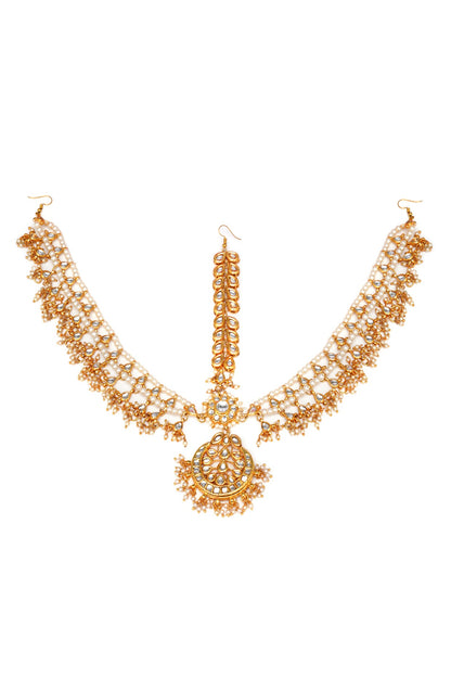 Gold Finish Kundan Polki Mathapatti