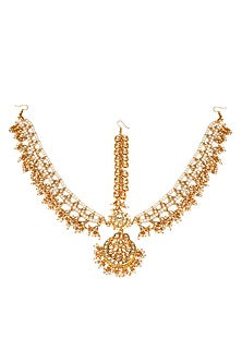 Gold Finish Kundan Polki Mathapatti