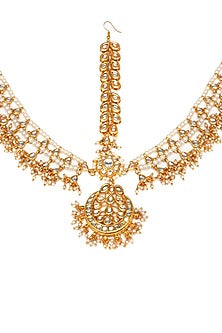 Gold Finish Kundan Polki Mathapatti