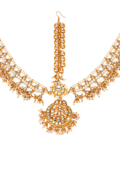 Gold Finish Kundan Polki Mathapatti