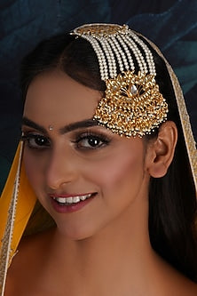 Gold Finish Kundan Polki & Beaded Pasa