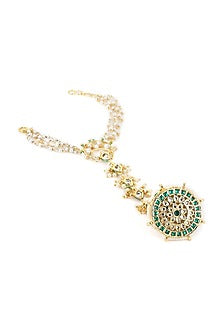 Gold Finish Kundan Polki Hathphool